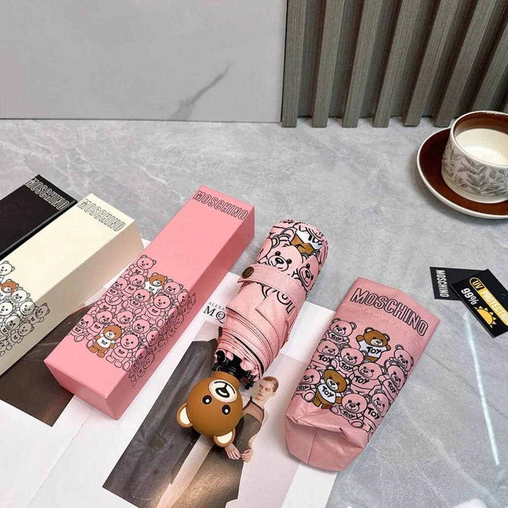 Moschino Pink Teddy Bear Folding Umbrella - Picture 6 of 9